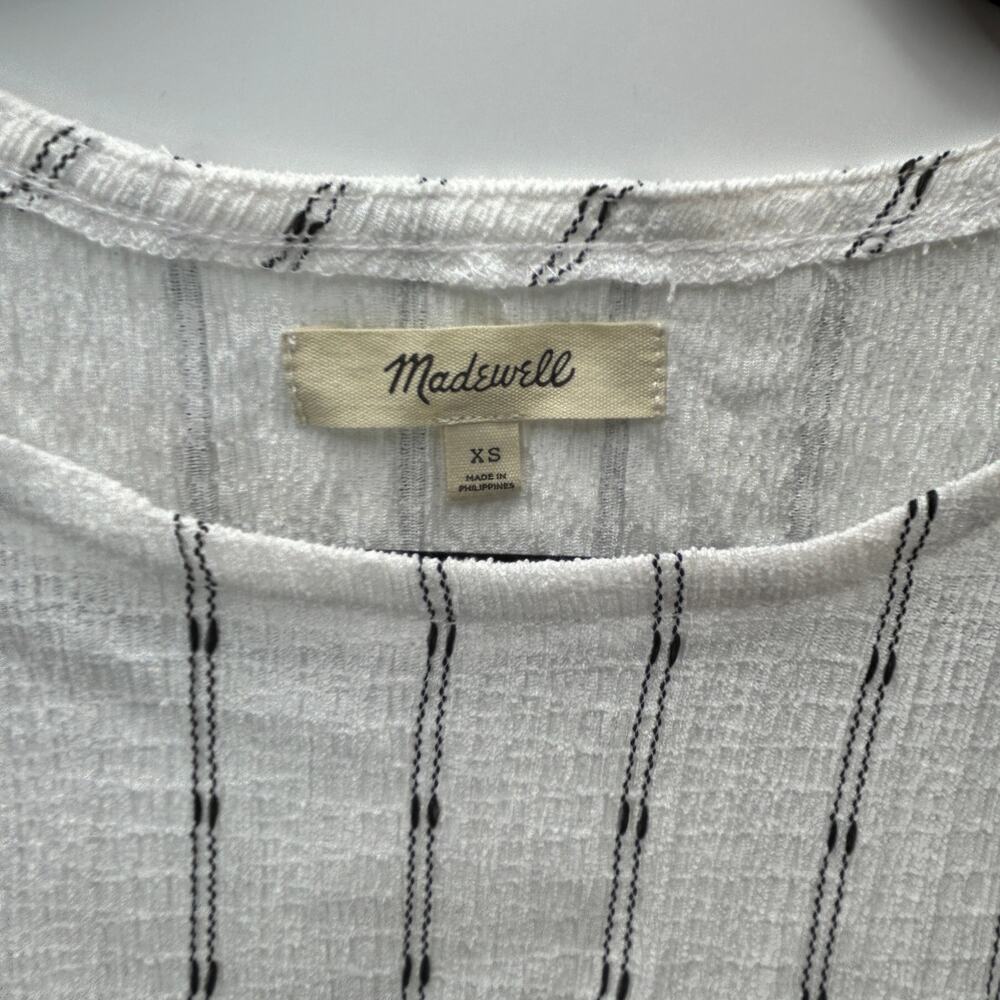 Madewell Boxy Cap Sleeve Gauze Striped Top White/Black Women XS NWT - Picture 2 of 8